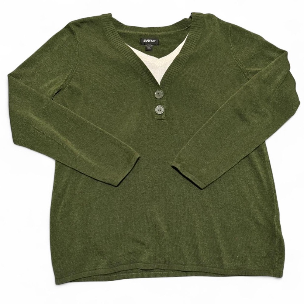 Super Soft Green and White Button-Up Sweater